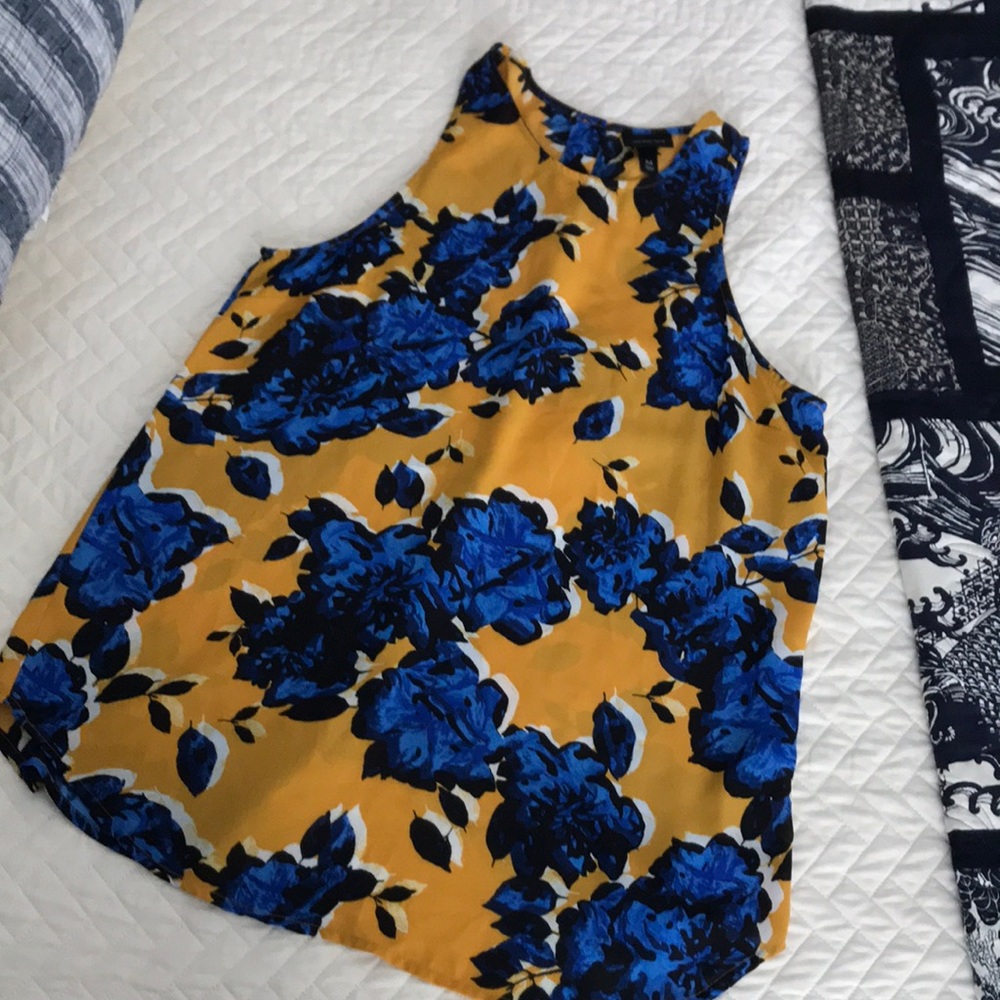 Gold and Blue Floral WHOWHATWEAR Blouse